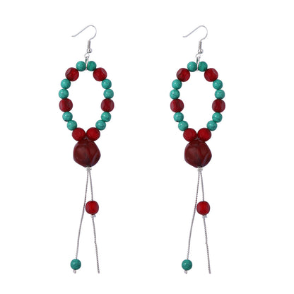 Bohemian Chic Geometric Beaded Statement Long Tassel Earrings - Elevate Your Style with Unique High-Quality Ear Accessories for Women