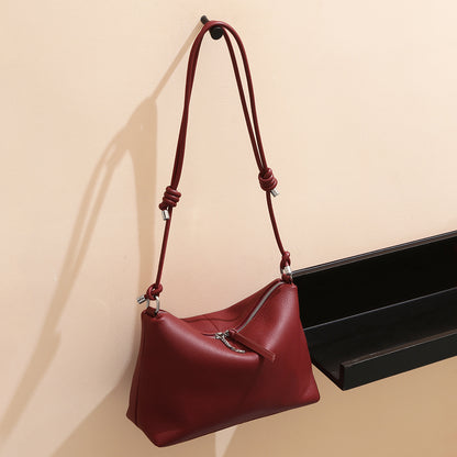 Genuine Leather Drawstring Shoulder Bag for Women Spacious and Crossbody Handbag