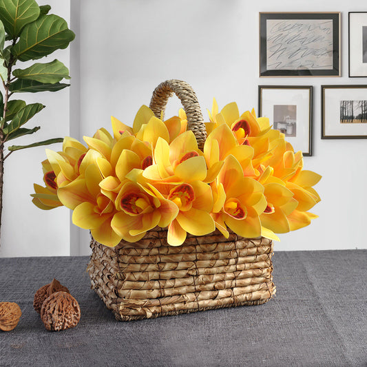 Beautifully Crafted 3D Printed Orchid Silk Flowers - Luxe Faux Floral Bouquet for Home Décor and Weddings - Soft Touch Touch Realistic Faux Orchid Arrangement