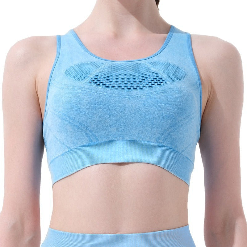 High Performance Women's Mesh Hollow Lightweight Breathable Sports Bra Luxurious Summer Yoga Top with Comfort and Style