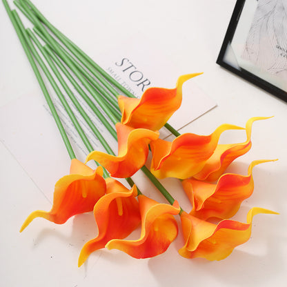 Vibrant Faux Calla Lily Bouquet - Miniature Wind-Resistant Floral Arrangement for Living Room and Dining Table Decor - Perfect for Photography Props and Stylish Home Accents