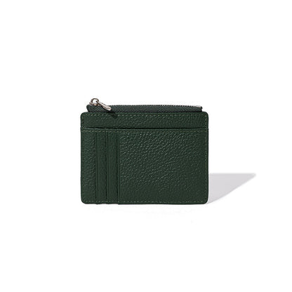 Women's Lychee Grain Top Layer Cowhide Card Holder Slim Multi Card Slots Genuine Leather ID Wallet Korean Minimalist Design for Cash and Coins