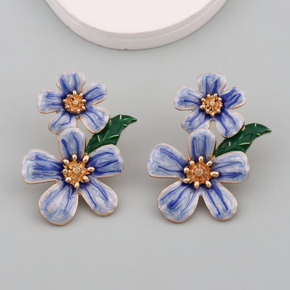 Trendy Floral Drip Oil Earrings – Versatile Elegance for Every Occasion | Unique Personality Accessories