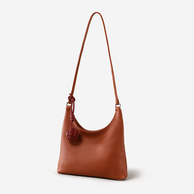 Chic Korean Style Genuine Leather Underarm Handbag Luxury Fashion Tote for Commuting Versatile Minimalist Shoulder Bag for Everyday Use