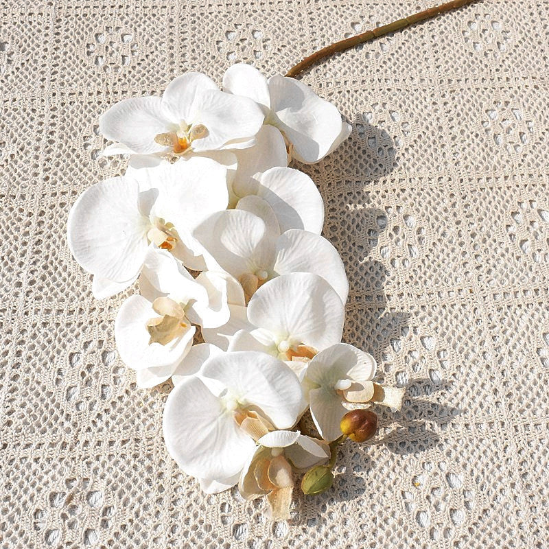 Realistic Artificial Orchid Stem with 10 Heads - Perfect for Home Decor, Weddings, and Photography - Stunning Faux Phalaenopsis Arrangement for Any Occasion