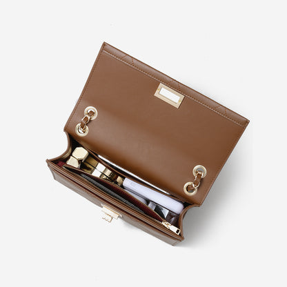 Genuine Leather Vintage Inspired Korean Chic Quilted Chain Shoulder Bag for Women Crossbody Purse with Luxurious Appeal