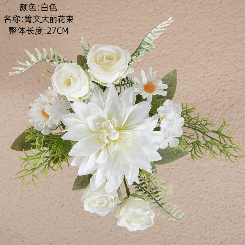 Stunning Artificial Dahlia Bouquet - Perfect Home Decor, Wedding Handheld Floral Arrangement, and Beautiful Faux Rose Wall Flowers - INSMW66793