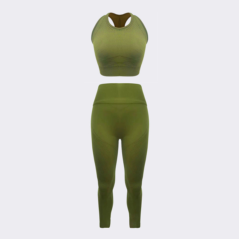 Jacquard Yoga Tank Top with Removable Pads and High Waisted Moisture Wicking Leggings for Women for Fat Burning and Intense Workouts