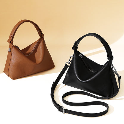 Genuine Grain Vegetable Tanned Leather Hobo Bag and Unique shoulder bag for Commuting Minimalist Chic Purse
