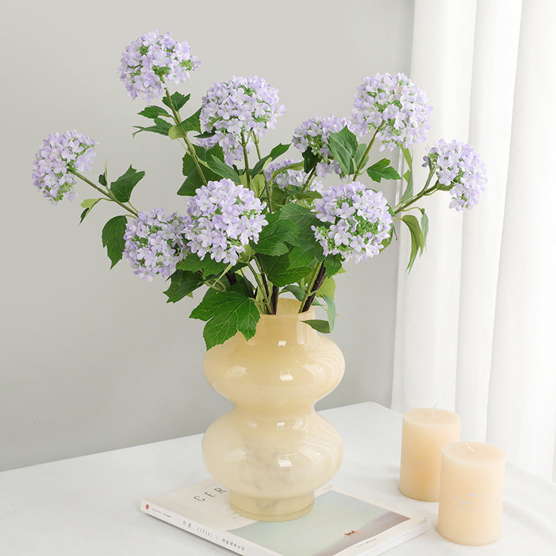 Charming Nordic Home Decor: Realistic Green Hydrangea Bouquet with 3 Faux Blooms for Refreshing Living Room Accents