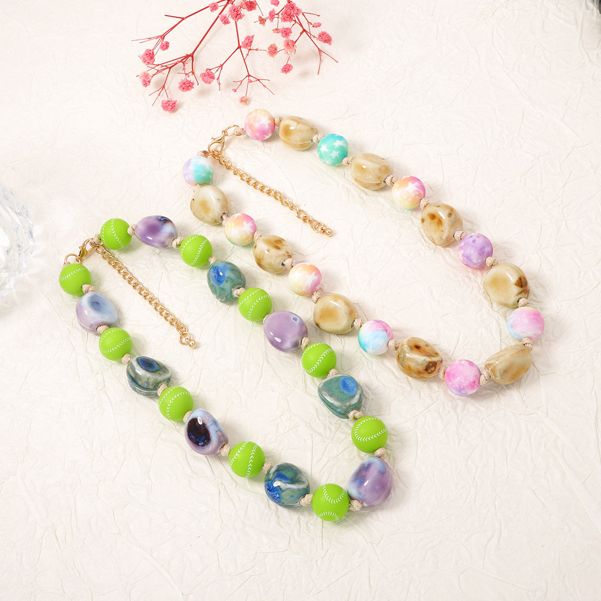 Unique and Stylish Irregular Geometric Ceramic Bead Necklace for Women – Perfectly Versatile for Any Outfit!