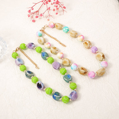Unique and Stylish Irregular Geometric Ceramic Bead Necklace for Women – Perfectly Versatile for Any Outfit!