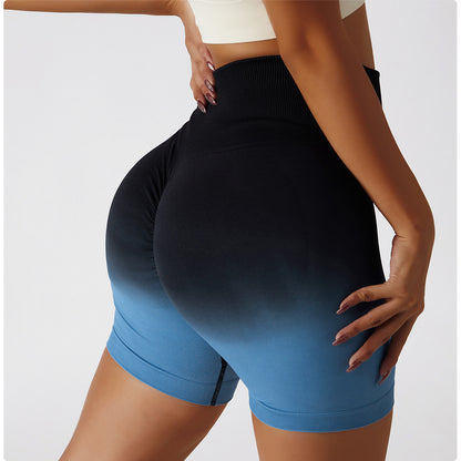 Seamless High Waisted Yoga Shorts for Women Breathable Peach Gradient Compression Bottoms for Running Fitness Working Out