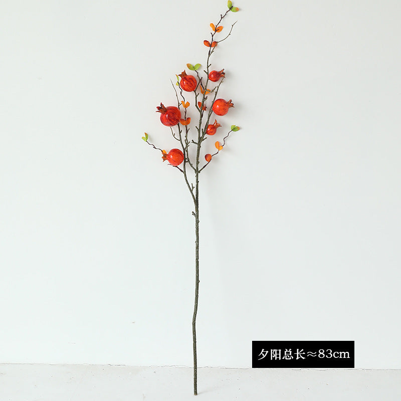 Realistic Artificial Pomegranate Branch - Stunning Home Decor for Living Room, Photography Props, and Year-Round Floral Arrangement