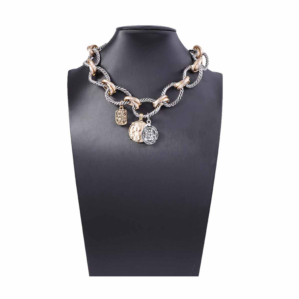 Stylish Geometric Alloy Women's Badge Design Necklace - Versatile O-Ring Link for Elegant Everyday Wear
