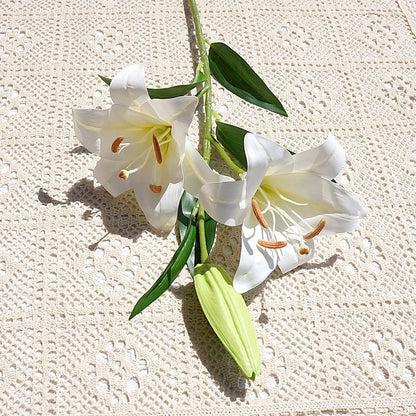 Stunning Single Stem 3-Headed Victorian Large Lily – Realistic Pixel Fabric 3D Printed Artificial Flower for Home Décor, Wedding Decor, and Event Styling