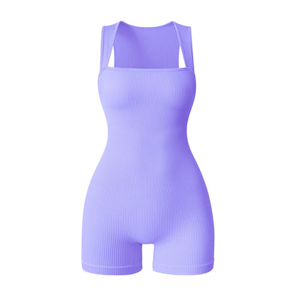 Autumn Winter Ribbed Sleeveless Yoga Jumpsuit No Show Lines Peach Butt Lift High Elasticity Activewear Bodysuit for Comfort