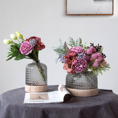 Nordic-Inspired Artificial Peony Bouquet - Fresh and Elegant Silk Flower Handheld Arrangement for Modern Weddings - Ideal Bridal Bouquet with Silver Lotus Accents