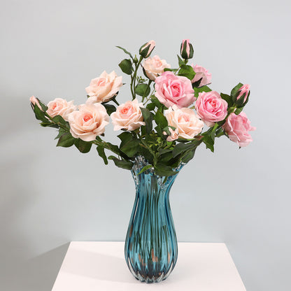 Elegant 3-Head Hypoallergenic Moisturizing Rose Flower Arrangement - Perfect Decor for Living Rooms, Photo Props & Home Accents