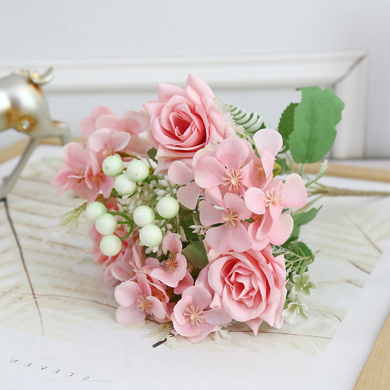 Realistic Artificial Flower Berry Corner Rose Bouquet for Living Room Decoration - Perfect Wedding Handheld Flowers & Photography Props