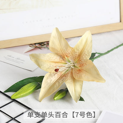 Luxurious Single-Stem Artificial Silk Lily for Wedding Decorations and Home Decor – Exquisite Pre-Made Floral Arrangement for a Touch of Elegance