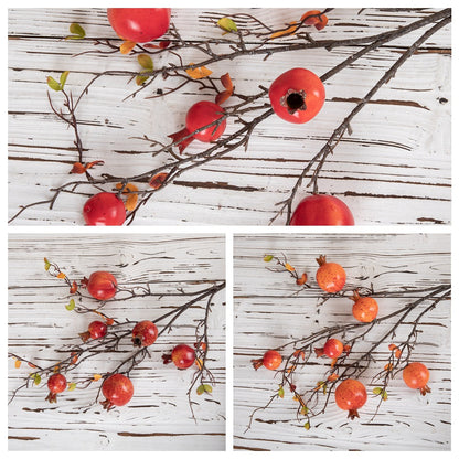 Vibrant Faux Pomegranate and Rose Bouquet - Stunning Autumn Leaves Home Decor, Perfect for Elegant Floral Arrangements and Lasting Beauty INSMW10893