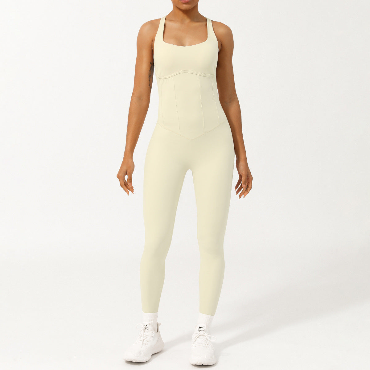 Seamless Yoga Bodysuit with Adjustable Straps and Open Back Versatile Fitness Jumpsuit with Built In Bra Padding for Comfort and Style