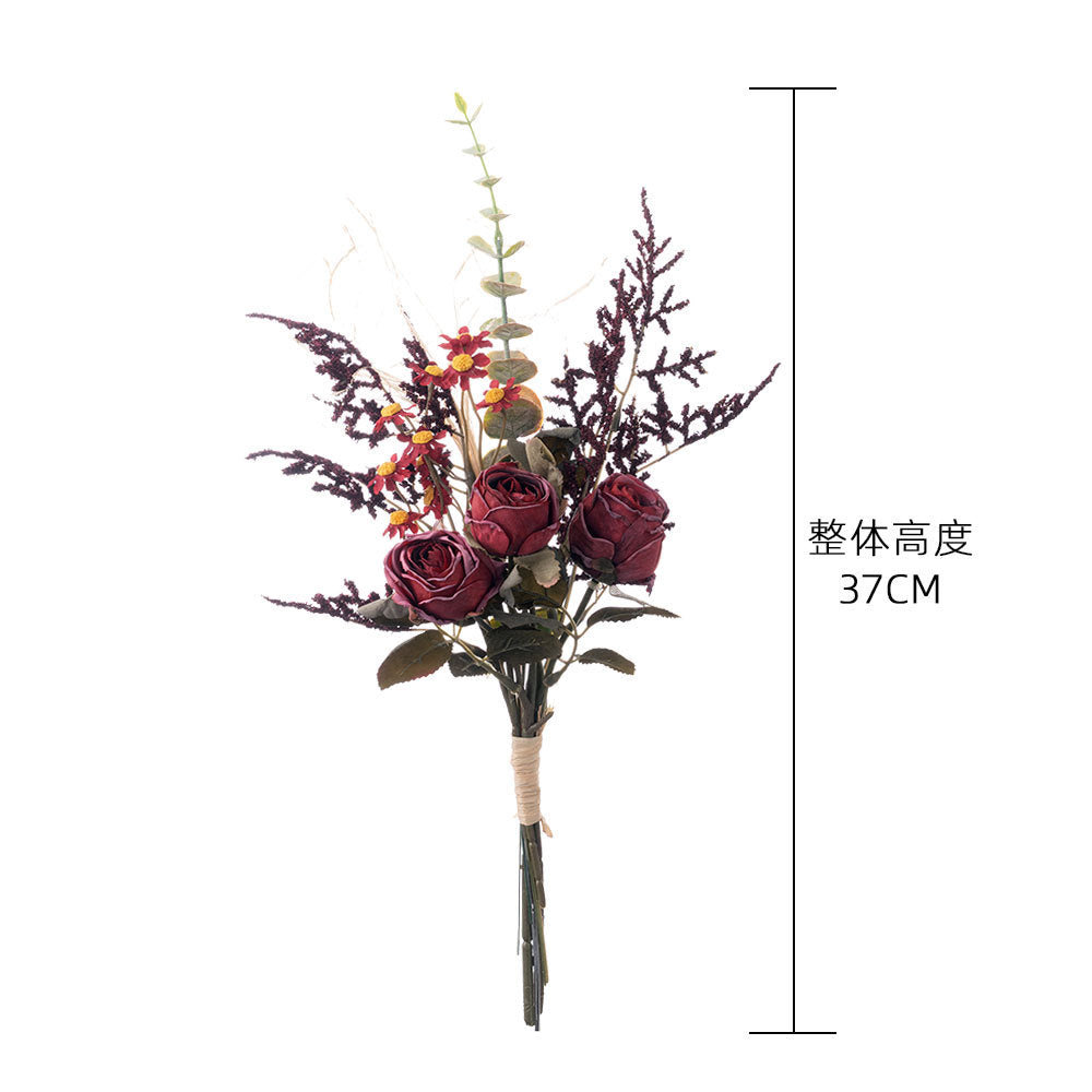 Lifelike Smiling Rose Bouquet - Elegant Faux Flower Arrangement for Home Décor - Perfect Handheld Rose for Walls & Special Occasions - Model MW57894