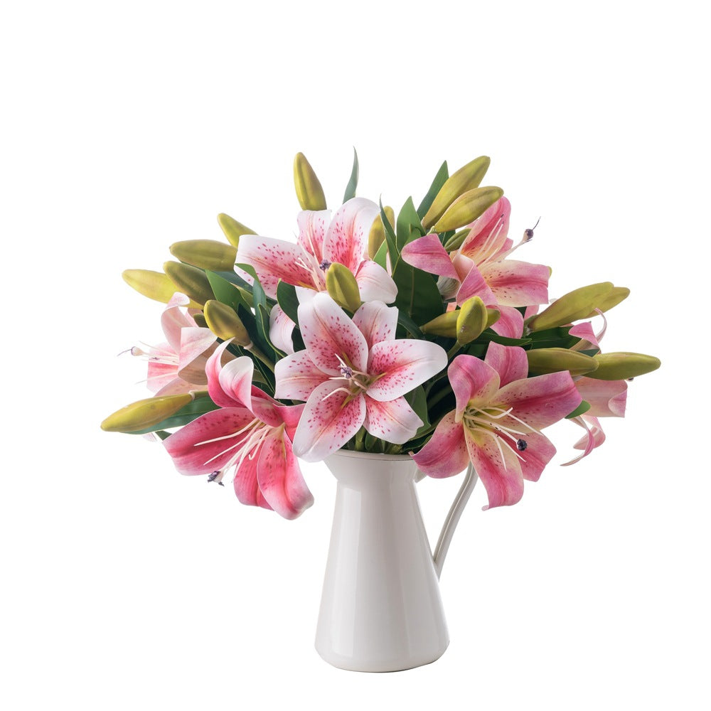 Realistic Faux Lily Flowers - Elegant Green Plant Décor for Weddings - CL09006