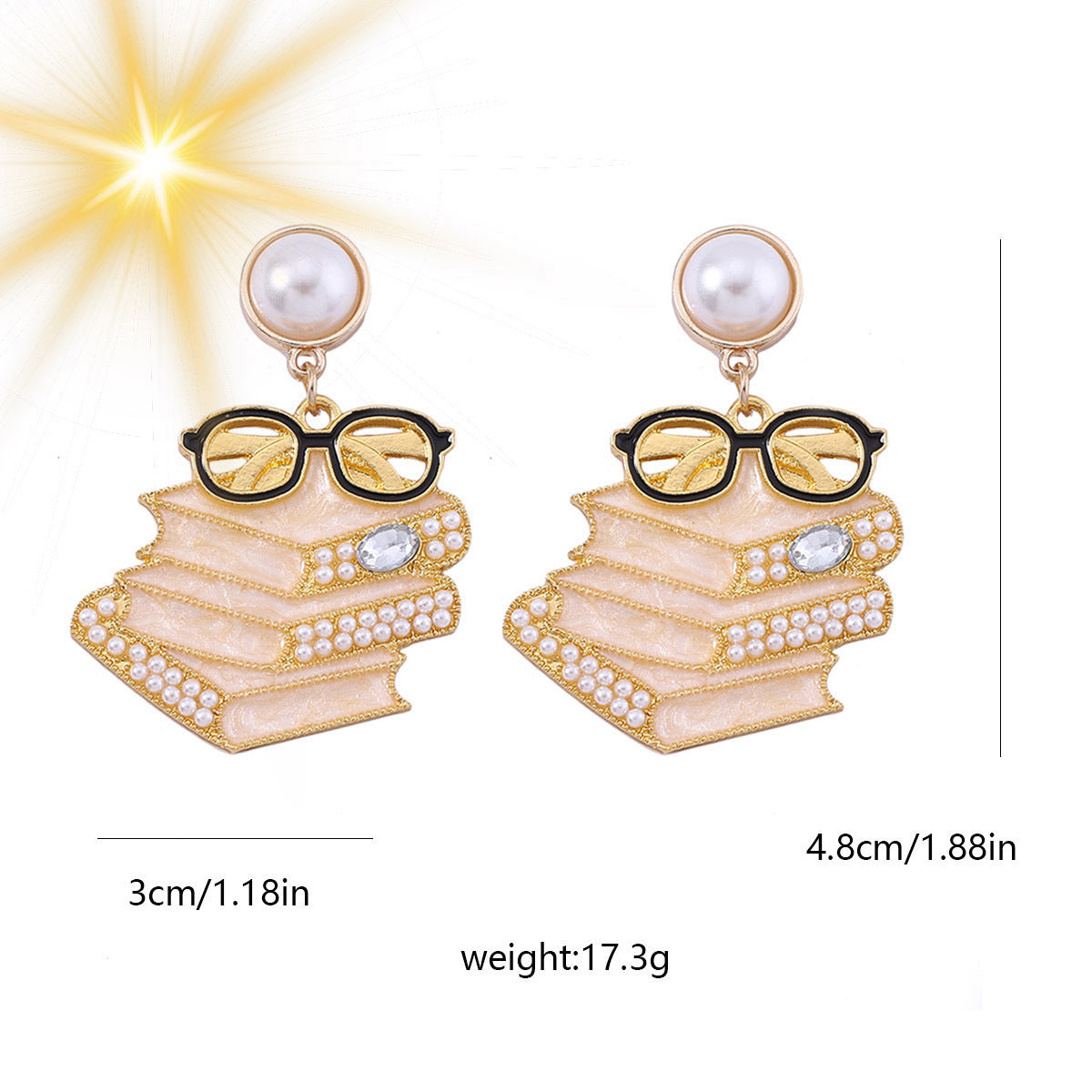 Chic and Unique Rhinestone-Studded Cute Pearl Drop Earrings for Readers - Adorable Eyeglass-Inspired Design Perfect for Stylish Statement Looks
