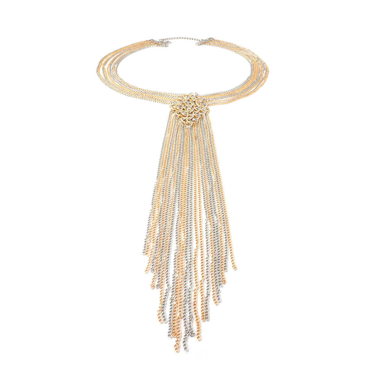 Chic Minimalist Multi-Chain Metal Tassel Tie Necklace – Luxury Layered Jewelry for Modern Women