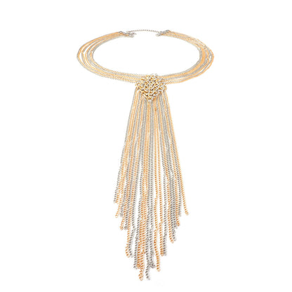 Chic Minimalist Multi-Chain Metal Tassel Tie Necklace – Luxury Layered Jewelry for Modern Women