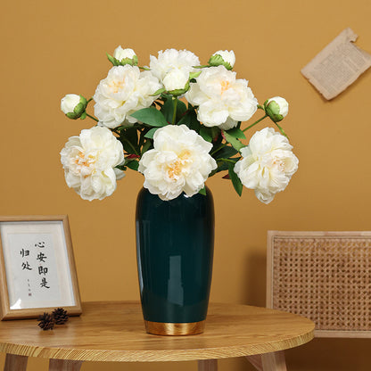 Elegant Faux Peony Flower Bouquet for Home Décor - Stunning 2-Head European-Inspired Arrangement for Living Room and Beyond