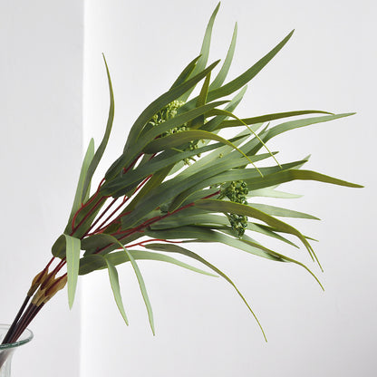 Elegant Faux Greenery Bundle with Willow Leaves - Luxurious Double-Layer 3D Printed Eucalyptus Leaf Floral Arrangement Material