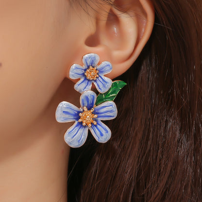 Trendy Floral Drip Oil Earrings – Versatile Elegance for Every Occasion | Unique Personality Accessories