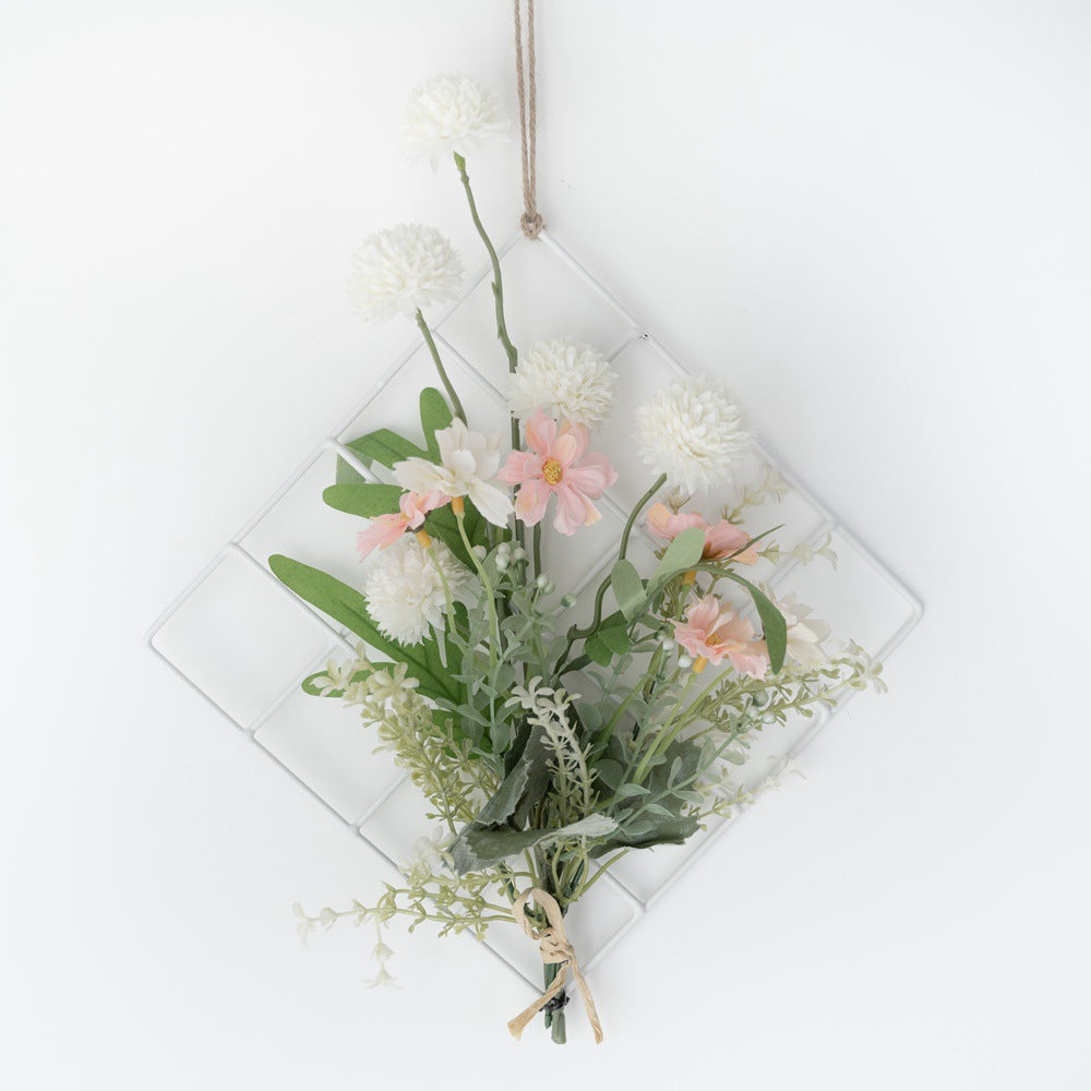 Elegant Dandelion Checkered Wall Hangings - Stunning Faux Floral Bridal Bouquet for Wedding Decorations – Perfect for Home Decor, Parties, and Events – CF01020