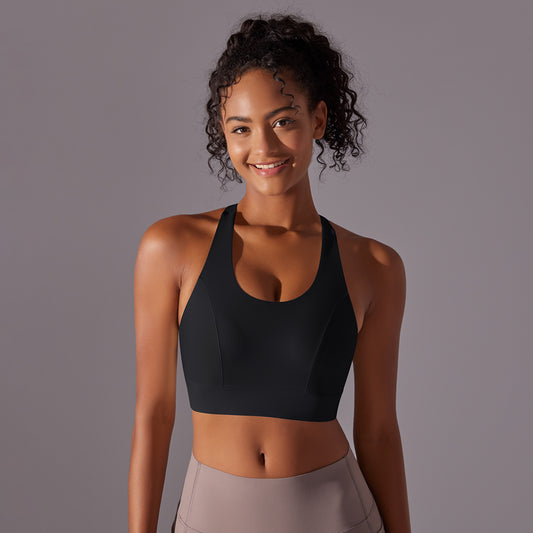 Seamless Sports Bra for Women High Performance Solid Color Workout Top with Strong Support and Adjustable Hook Closure for Running Fitness and Yoga