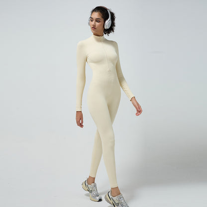 Fall Winter High Strength Ribbed Yoga Jumpsuit for Women No Padding Slimming Fit for Intense Training Sessions