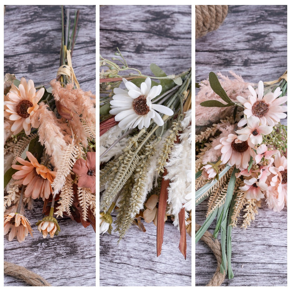 Naihui Sunflower and Sage Handcrafted Faux Flower Bouquet – Perfect for Home Decor and Wedding Decor, Luxurious Wall Art and Bridal Bouquets, Model CF01357