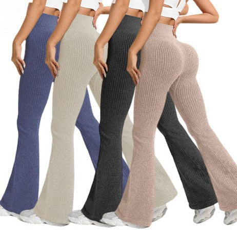 Seamless Ribbed Lift Yoga Bell Bottoms for Women High Performance Fitness Leggings for Outdoor Workouts and Athleisure Wear