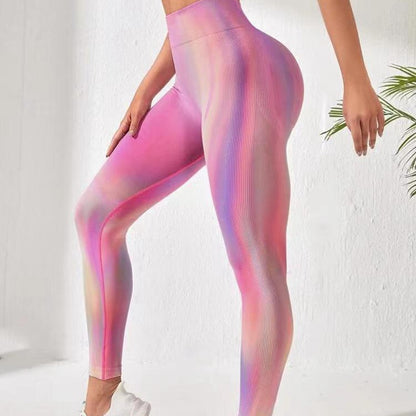 Seamless Printed Aurora Yoga Leggings for Women for Sports Running and Fitness Workouts with Breathable Stretch Fabric and High Waisted Design