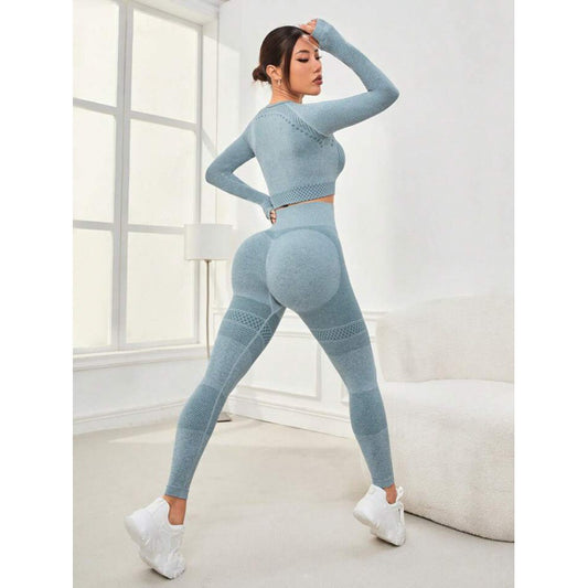 6 Color Seamless Quick Dry Long Sleeve Leggings Set for Women for Outdoor Sports and Gym Workouts with Peach Butt Yoga Pants