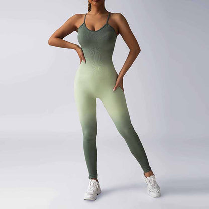 Seamless Gradient Cross Back Yoga Jumpsuit for Women Peach Butt Enhancing Fitness Outfit for Comfort and Style