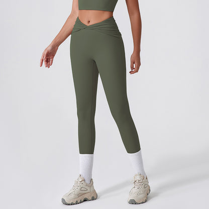 High Waisted Women's Quick Dry Yoga Pants with Twist Knot Butt Lifting Fitness Leggings for Running and Versatile Everyday Wear