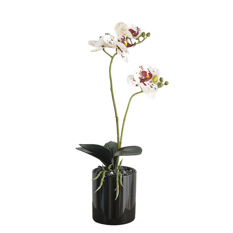 Stunning 3D Faux Orchid Arrangement with Leaves – Elegant Living Room Decor, Perfect for Weddings and Special Events