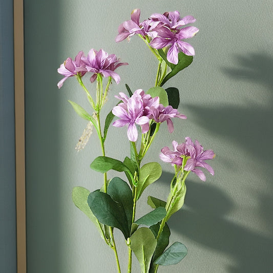 4-Head Long Stemmed Purple Violet Faux Flowers for Home Décor - Perfect for Weddings, Photography, and Charming Table Arrangements