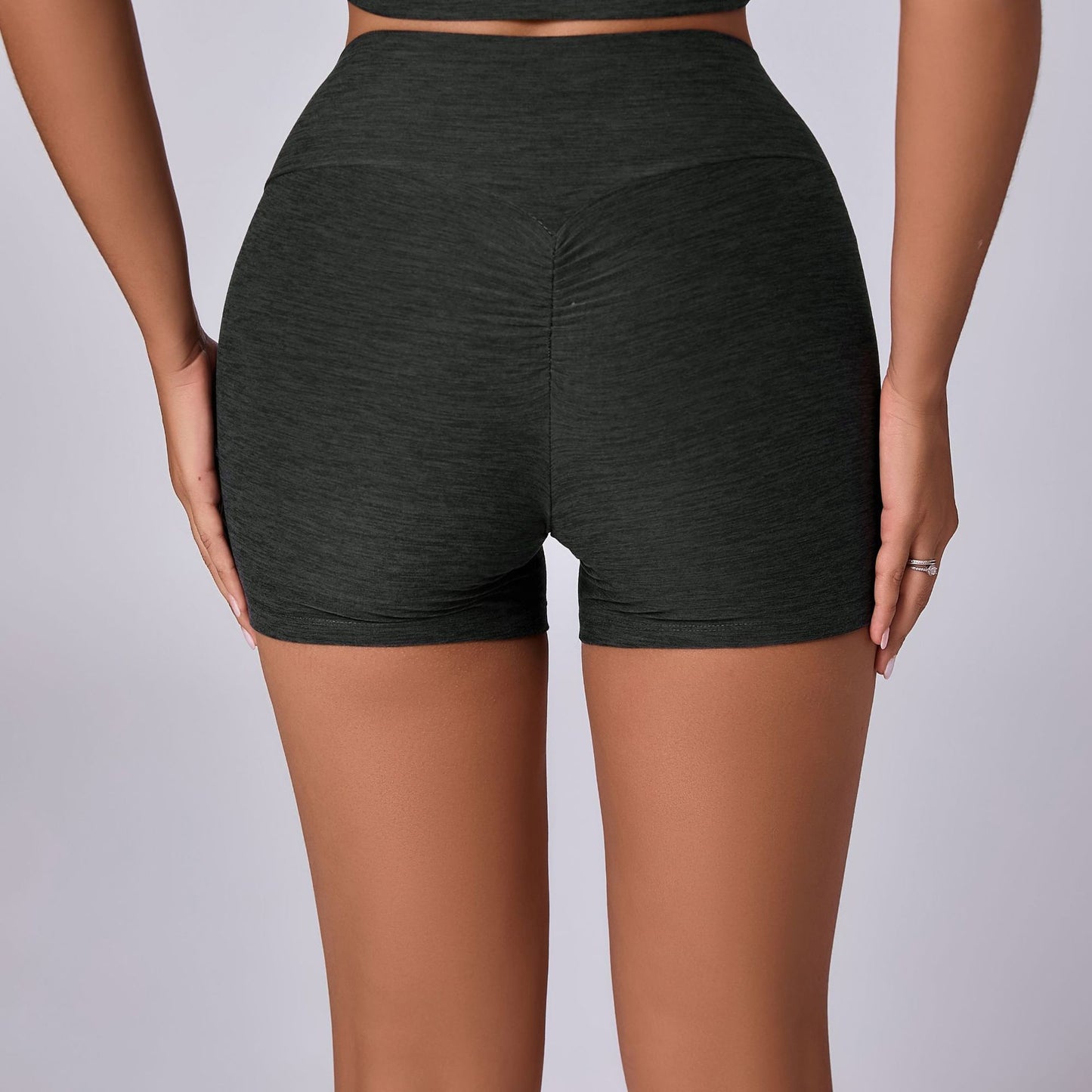 High Waisted Women's Fleece Lined Yoga Shorts for Tummy Control Sculpting Butt Lifting and Comfortable Fitness Running Shorts Model 91776