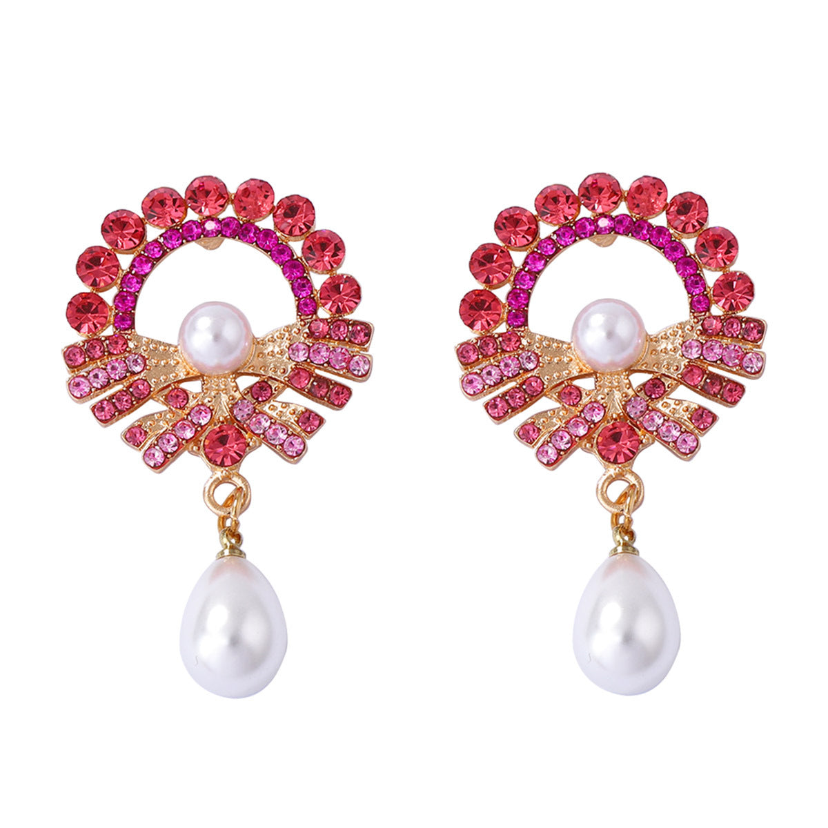 Exquisite Baroque-Inspired Flower Drop Earrings with Imitation Pearls and Sparkling Zirconia for Everyday Elegance