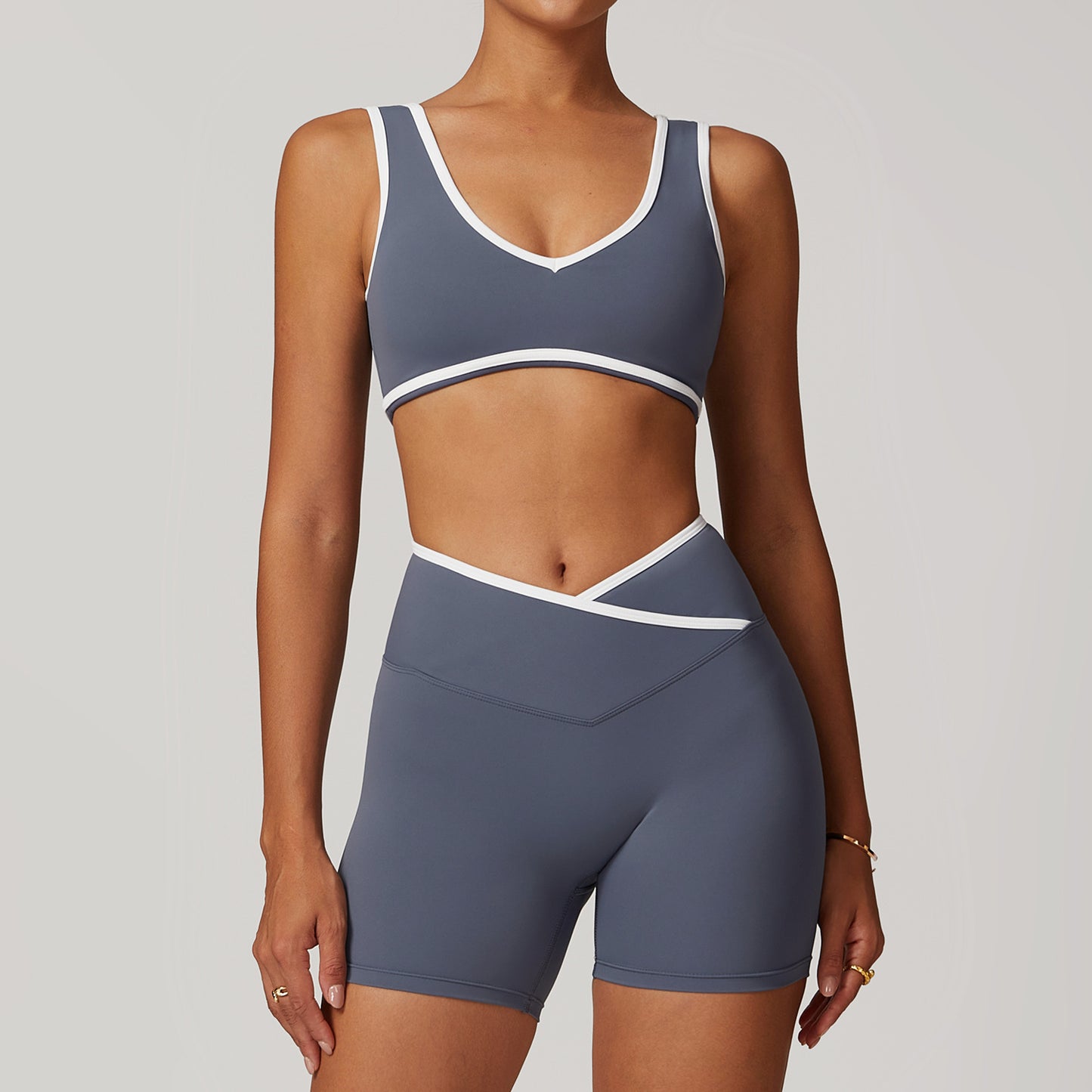 Color Blocked Cross Back High Waisted Women s Yoga Set Slim Fit Breathable Sportswear for Running and Gym Workouts Style 8843