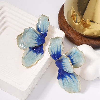Bohemian Style Red Petal Earrings with Gold Accent - Chic, Minimalist and Versatile Jewelry for Every Occasion